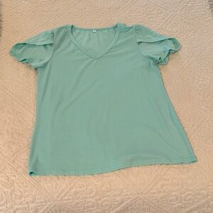 Mint Green V-Neck Women's Top